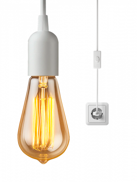 Патрон E27 с проводом и выключателем 1.8м Орбита OT-ELS11 Белый